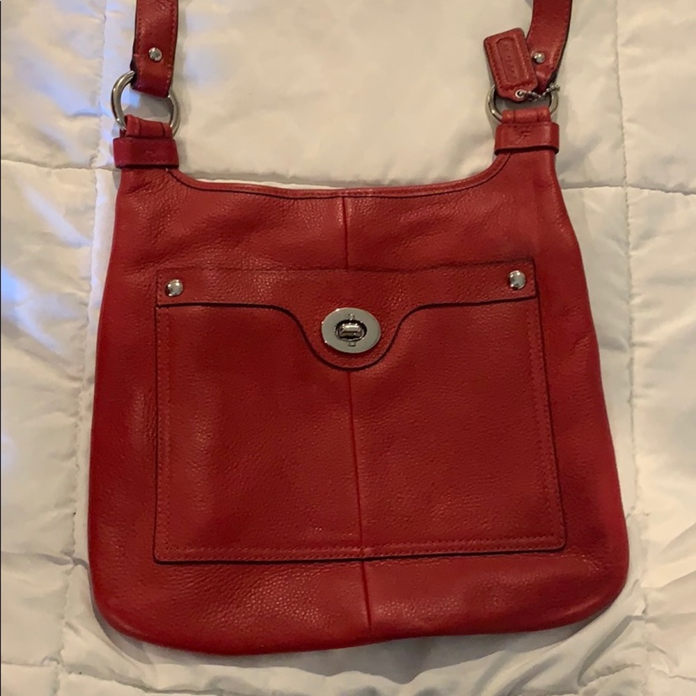 Red leather Coach bag